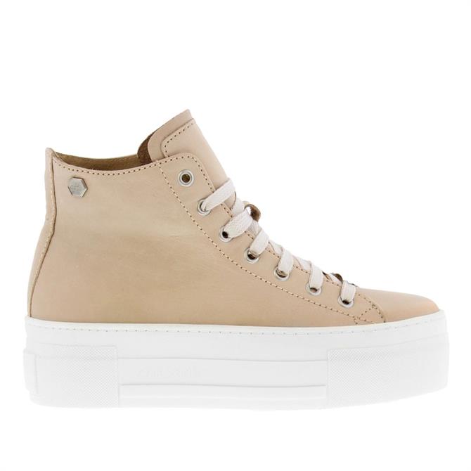 Carl Scarpa Roz Beige Leather High Top Trainers
